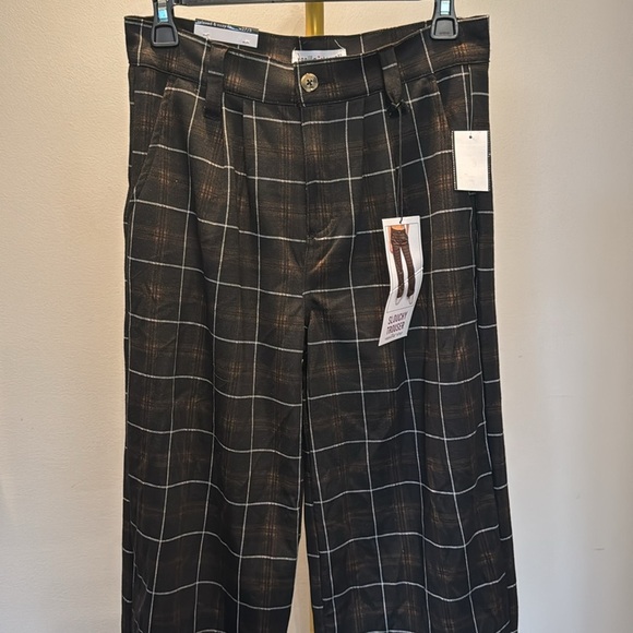 Vanilla star slouchy trousers black brown plaid NWT 5/27 - Picture 4 of 12